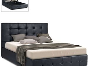 Κρεβάτι Με Αποθηκευτικό Χώρο Για Στρώμα 160x200cm Iro 0224243 217,5x171x109cm Black